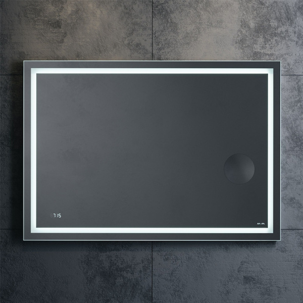 зеркало am.pm gem 100 с led-подсветкой, часами и косметическим зеркалом