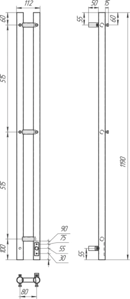 полотенцесушитель point деметра п3 pn12812 электрический, 8x120 см, хром