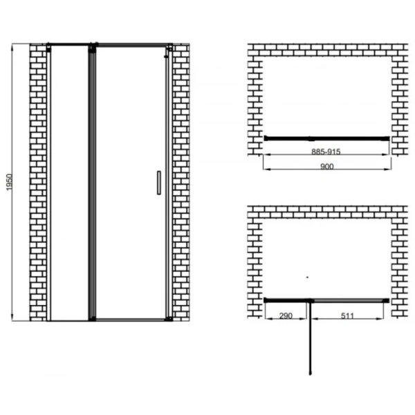 душевая дверь berges legos ls-2 062023 90 см, профиль хром, стекло прозрачное