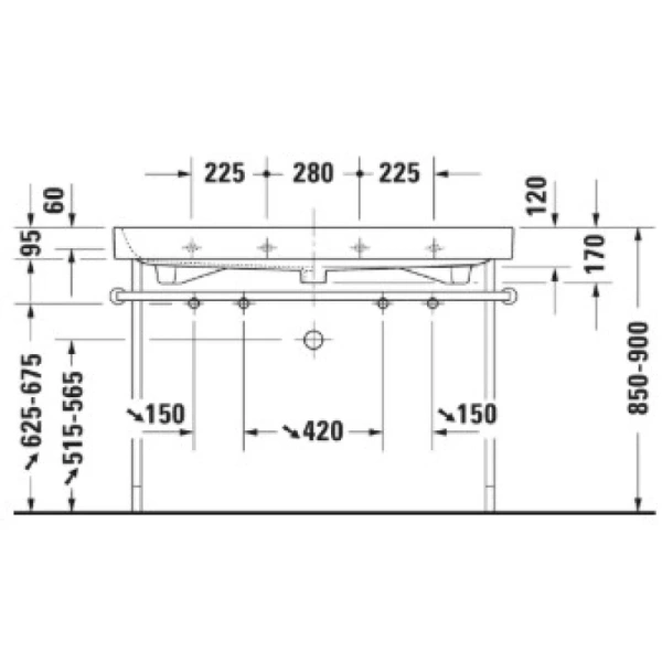 раковина полувстраиваемая duravit happy d.2 2318120024