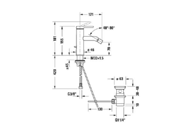 смеситель для биде duravit c12400001046 цвет черный матовый