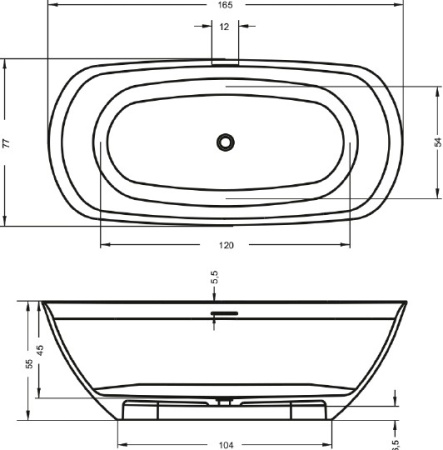 ванна из искусственного мрамора riho oval 165х77 bs67005