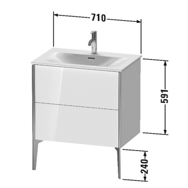 duravit xviu тумба подвесная 591x710x480мм, для раковины #234473, 2 ящика, цвет: walnut dark/черный матовый