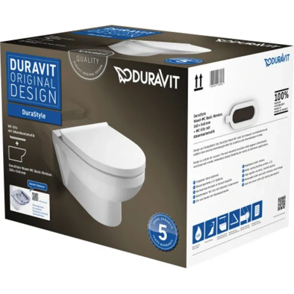 унитаз подвесной безободковый duravit durastyle 45620900a1, с сиденьем микролифт, цвет белый.