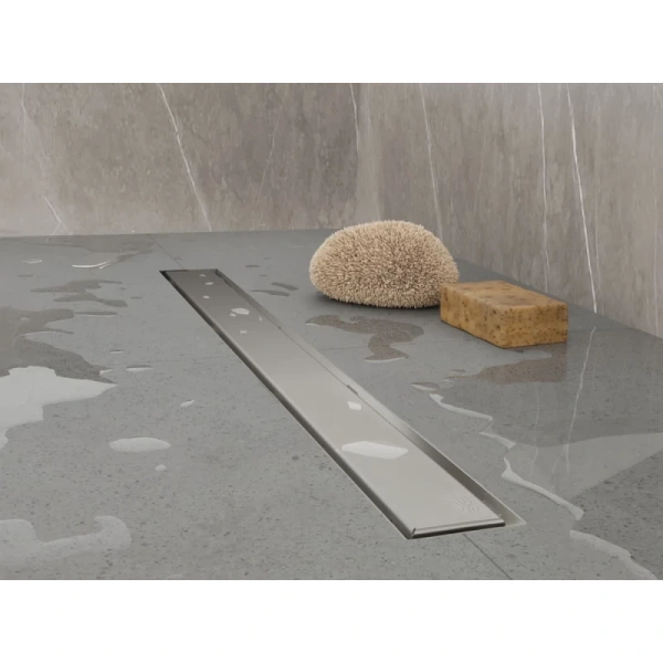 душевой трап (лоток) plumberia selection linear psl120mt 120 см, с решеткой, 2 в 1 под плитку, нержавеющая сталь