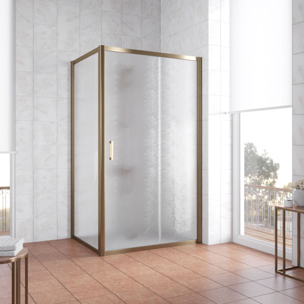 душевой уголок vegas glass zp+zpv 110*70 05 02 профиль бронза, стекло шиншилла