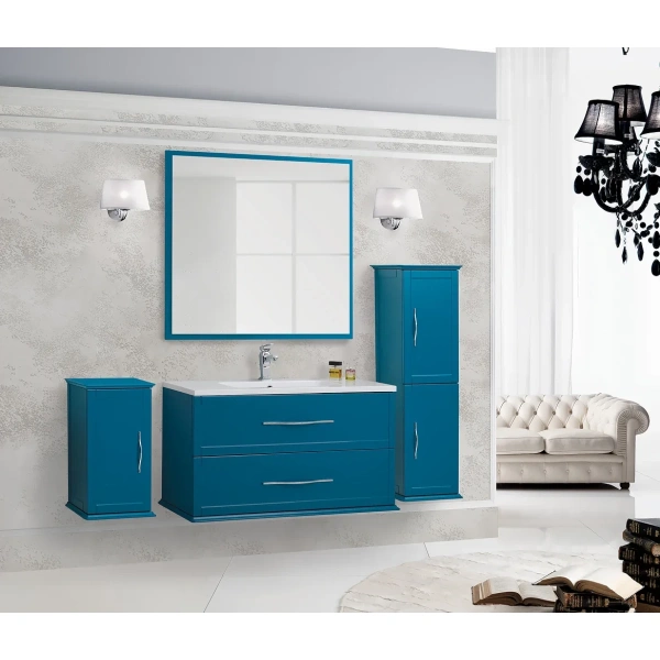 зеркало cezares tiffany 45048 98x90 см, с led-подсветкой, антизапотеванием, blu petrolio