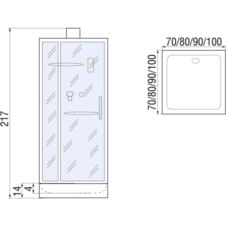 душевая кабина river tana 90x90x15 б/к 10000002996 профиль белый задняя стенка белая