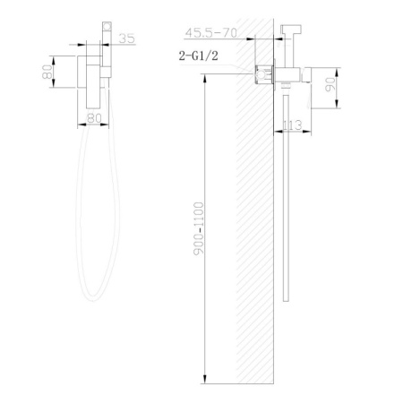 гигиенический душ со смесителем abber wasserfall af8625 хром