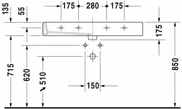 раковина накладная/подвесная duravit vero 0454100825