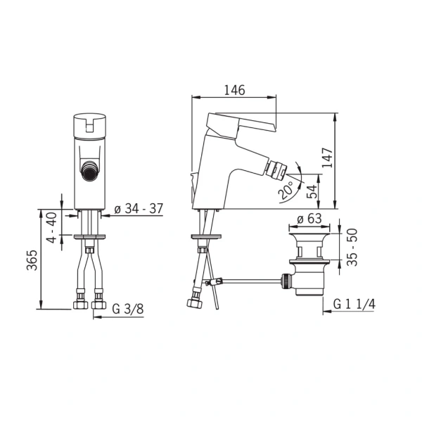 смеситель hansa pinto 45073203 для биде, с донным клапаном, хром