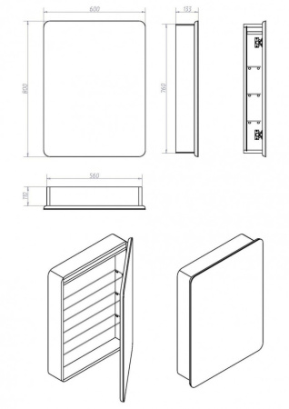 зеркальный шкаф art&max platino am-pla-600-800-1d-r-ds-f