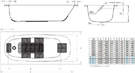 стальная ванна blb universal hg b70h 170x70 без гидромассажа с шумоизоляцией