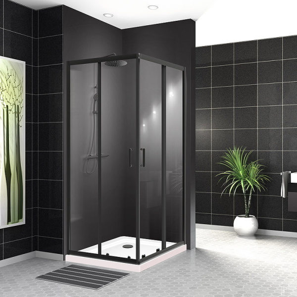 душевой уголок belbagno uno 90х90 uno-195-a-2-90-c-nero профиль черный матовый стекло прозрачное