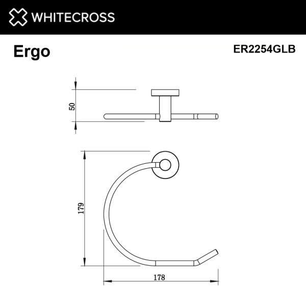 Полотенцедержатель 17.9 см Whitecross Ergo ER2254GLB кольцо, брашированное золото