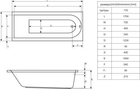 акриловая ванна excellent actima aurum hydro waac.aur17hydro 170x70