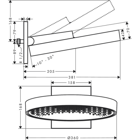 верхний душ hansgrohe rainfinity 360 1jet 26230670