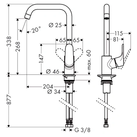 смеситель для кухонной мойки, нержавеющая сталь hansgrohe focus m41 31820800
