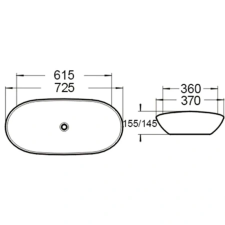 раковина santiline sl-1025b накладная, 72.5x37 см, цвет черный матовый