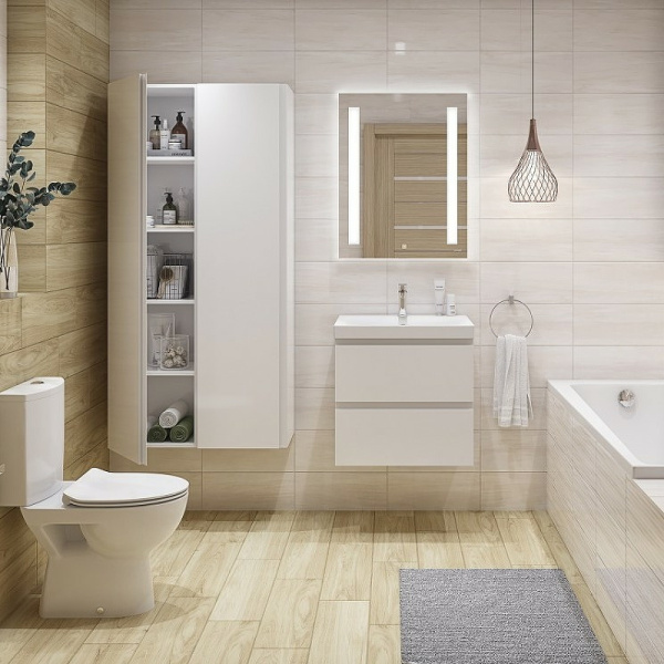 тумба под раковину cersanit moduo slim 60 sb-sz-mod-mo60sl/wh подвесная белая