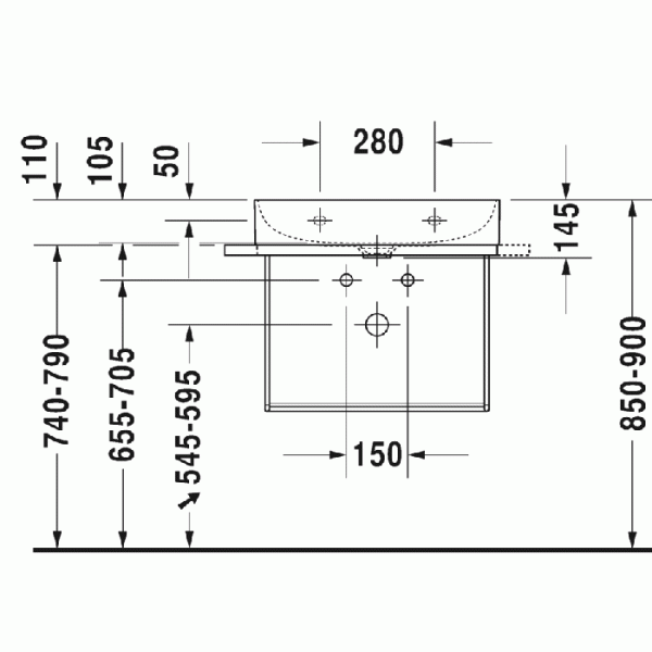 Duravit DuraSquare Металлическая консоль подвесная 665х451 мм, для раковины 235360, Полотенцедержатель левый/правый, хром