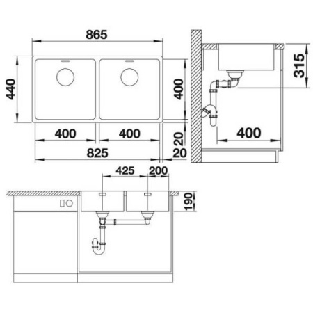 мойка кухонная blanco andano 400/400-if 522985