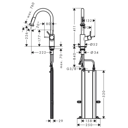 смеситель для кухни hansgrohe talis m52 73863800, сталь