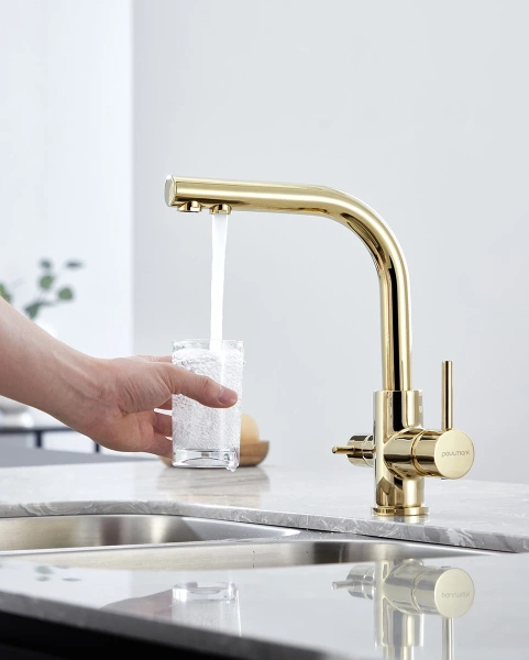 смеситель для кухни paulmark essen es213011-g цвет золото