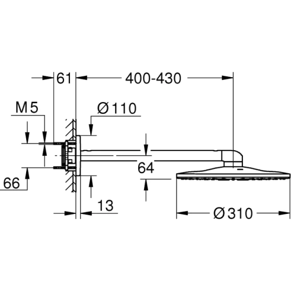 верхний душ 310 мм grohe rainshower smartactive 26475ls0