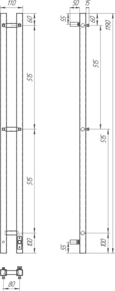 полотенцесушитель point гермес pn13812w электрический, 10x120 см, белый