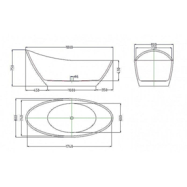 акриловая ванна esbano london 180х80 белая esvalondw