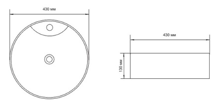 раковина накладная 43 см aquanet moon-2-mb 00273671, цвет черный матовый