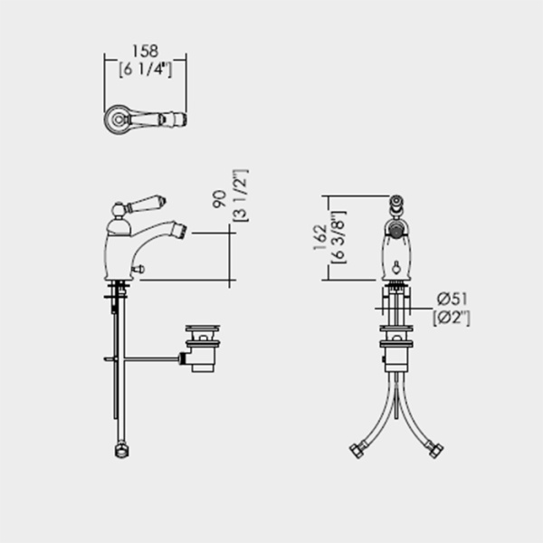 devon&devon dandy смеситель для биде на 1 отв., ручка белая, цвет: хром