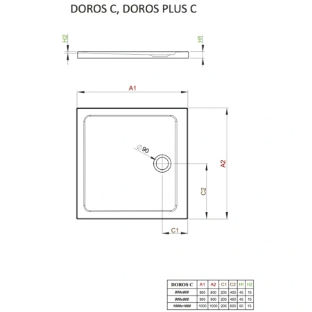 акриловый поддон 100x100 см radaway doros c sdrc1010-01