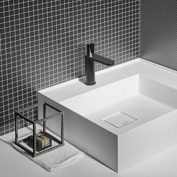 antonio lupi indigo смеситель для раковины на 1 отверстие, излив 165 мм., ручка хром блестящий, цвет: черный матовый