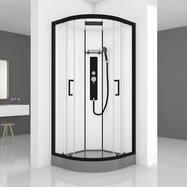 душевая кабина black&white galaxy 8001900 с гидромассажем профиль черный задняя стенка белая