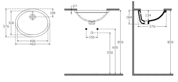 раковина isvea soluzione накладная шгв 460*376*184 отверстия для смесителя отсутствуют цвет белый