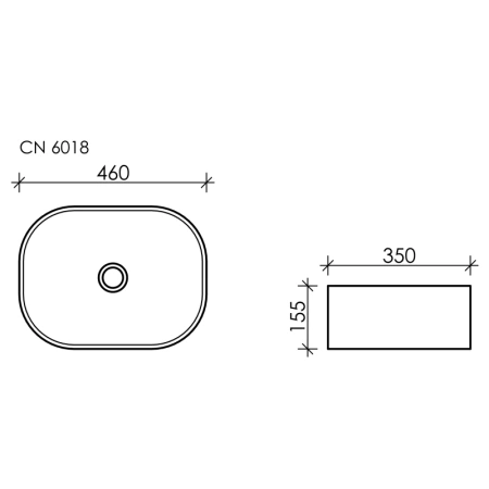 раковина ceramicanova element cn6018 накладная, 46x35 см, белая