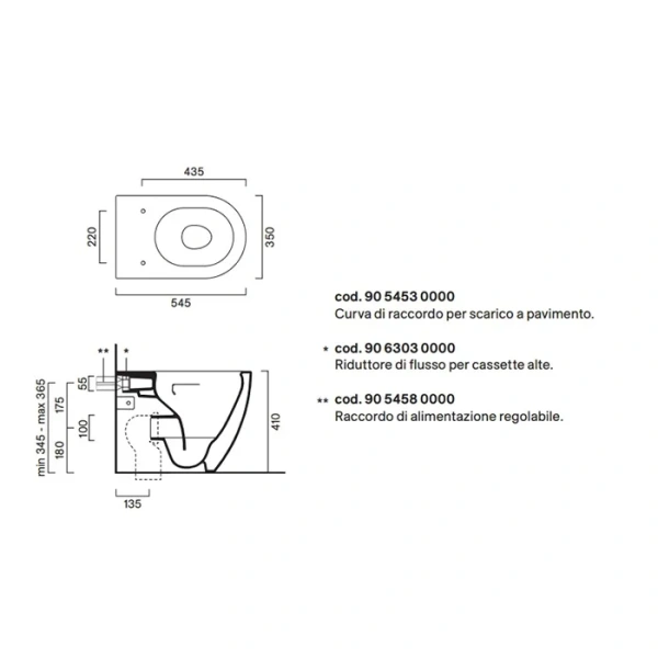унитаз catalano sfera 0514550022 приставной, безободковый, 35x55 см, смыв торнадо, cataglaze, черный матовый