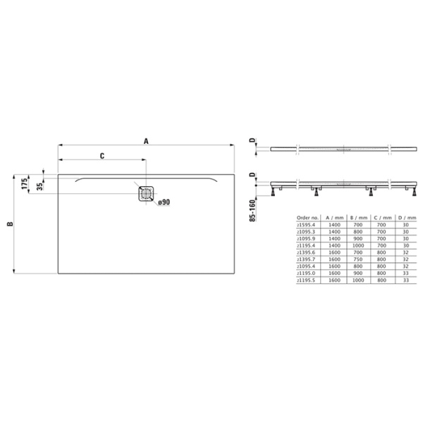 laufen laufen pro душевой поддон 140x80см., ультратонкий, прямоугольный, marbond®, цвет: белый матовый