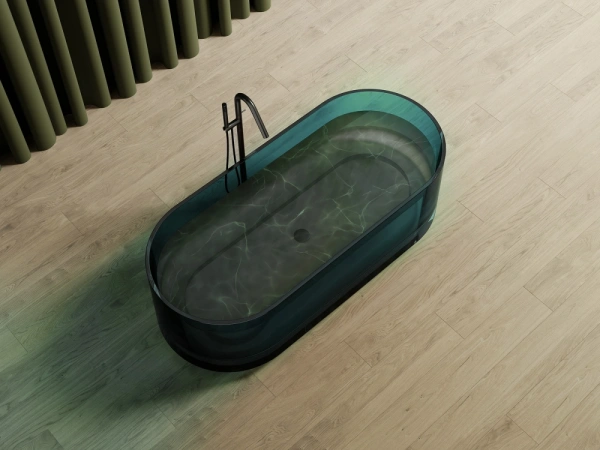 ванна из полиэфирной смолы abber kristall 170х75 at9708aquamarin бирюзовая без гидромассажа