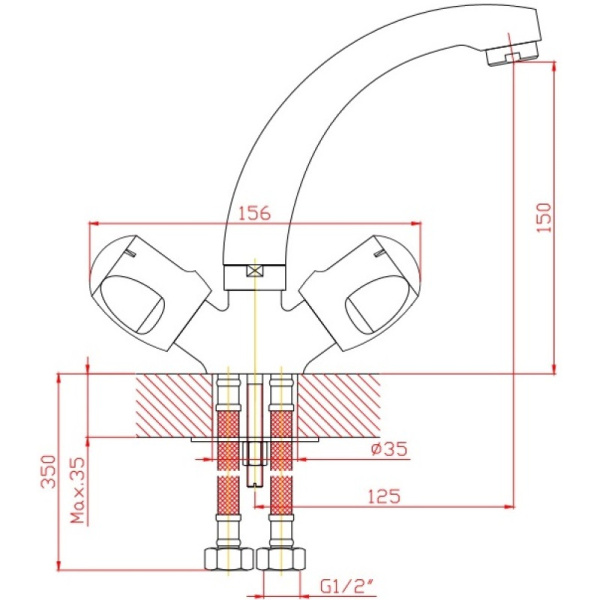 смеситель для раковины orange classic s m75-011cr