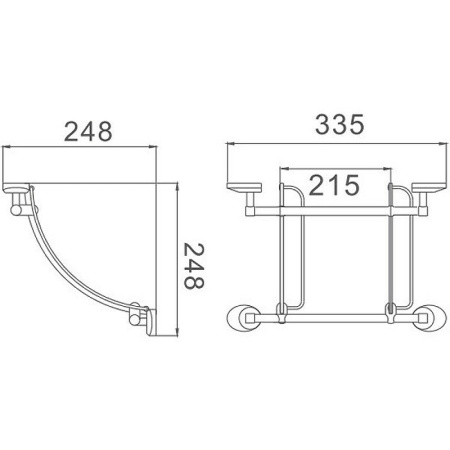 стеклянная полка haiba hb1607-2 угловая цвет хром