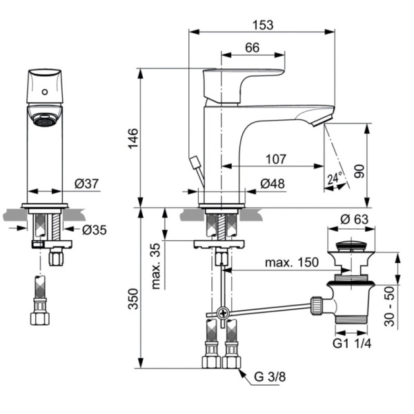 смеситель для раковины ideal standard connect air a7007aa