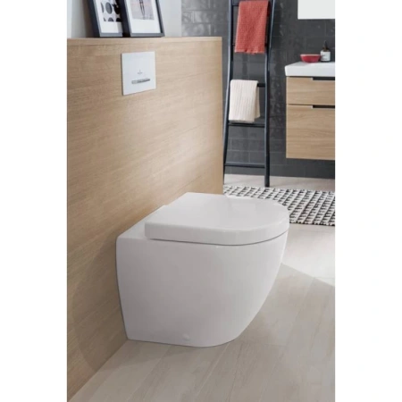унитаз приставной villeroy&boch subway 2.0 5602r0r1 без сиденья, с покрытием ceramicplus, цвет альпийский белый