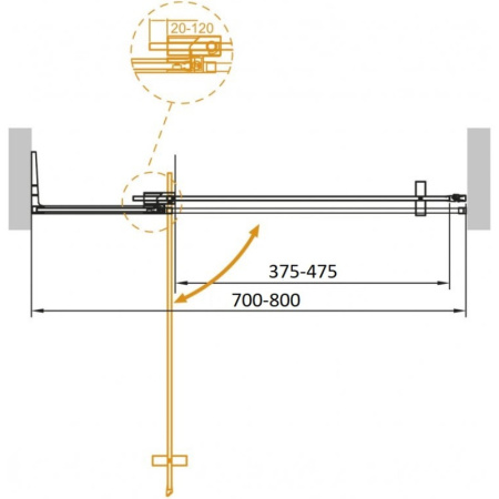 душевая дверь 70-80 cezares slider-b-1-70/80-br-cr бронза