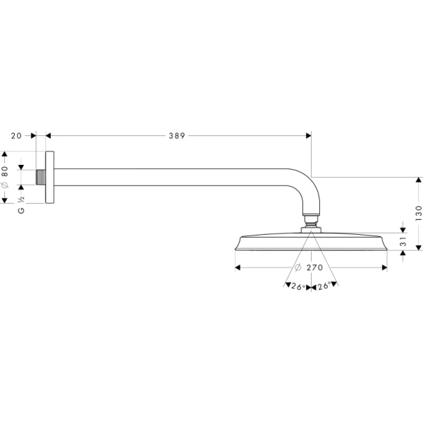 верхний душ hansgrohe raindance classic 240 1jet 27424090