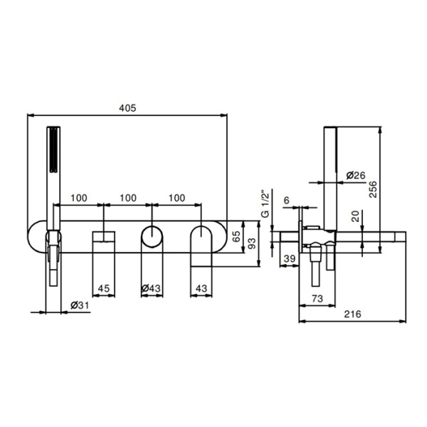 смеситель для ванны fantini mare 51 02 v021b