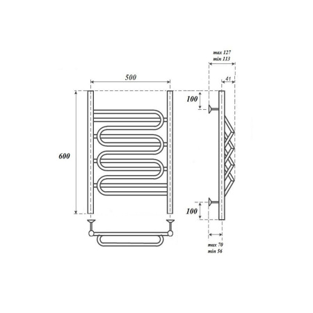 полотенцесушитель водяной point pn01156s п5 500x600 цвет хром