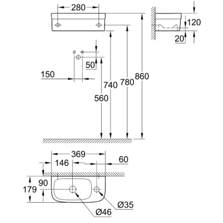 раковина 36,9x17,9 см grohe euro ceramic 39327000